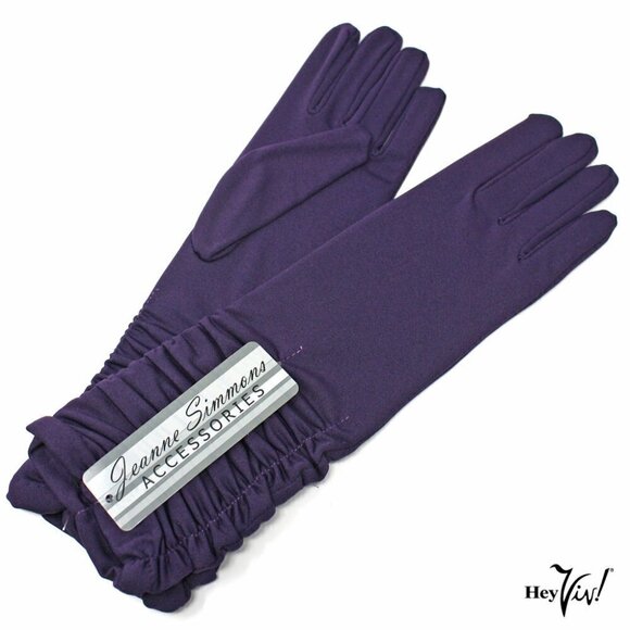 Purple Mid Arm Length Gloves Soft Stretch Retro Church Prom Party Dress -Hey Viv - Picture 2 of 3
